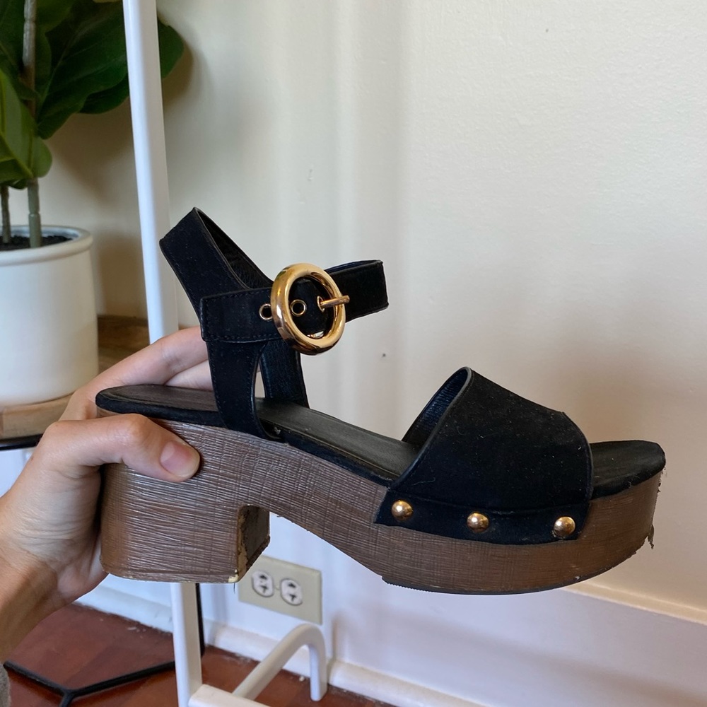 Topshop Black Wooden Sandals